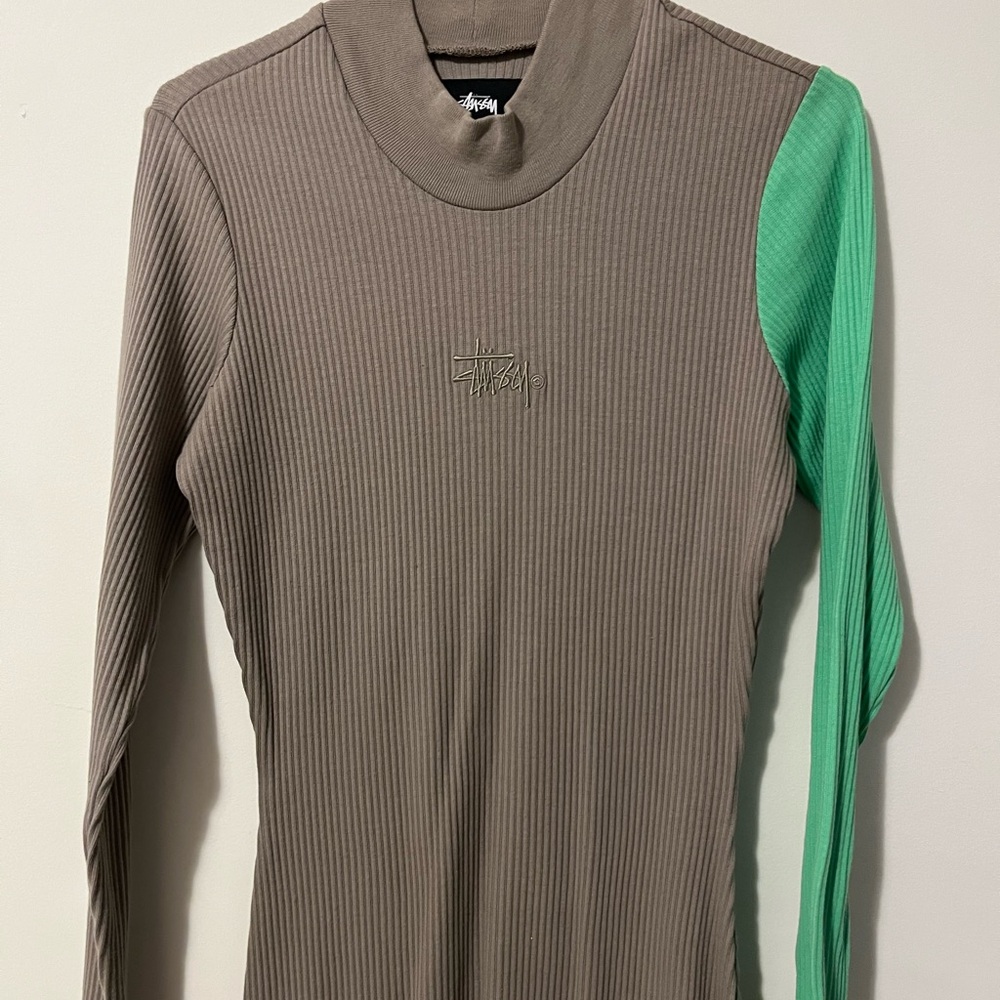 Stussy Taupe and Green Long Sleeve Dress - Picture 3 of 8